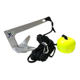 Kit Ancora Bruce 2kg 15m Corda 8mm Boia Baleia Mosquetão 7mm