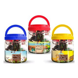 Kit Animais Fazenda Dinossauro De Borracha No Pote Brinquedo
