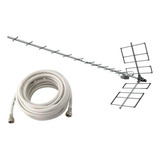 Kit Antena Digital Terrestre Uhf Yagi Hdtv + Cabo Rg59 15m