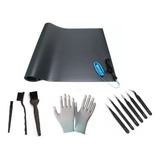 Kit Anti-estático Manta 0,80 X 0,40m + Luva + Pincel + Pinça