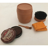 Kit Antigo Engraxar Sapato, Estojo Barril, 4 Itens, Relíquia