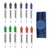 Kit Apagador Para Quadro Branco C/ 12 Pinceis Recarregáveis 