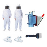 Kit Apicultor 2 Macacão De Brim + 2 Luva + Fumigador + Garfo