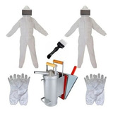 Kit Apicultor 2 Macacão Nylon, 2 Luva, 1 Fumigador, 1 Garfo