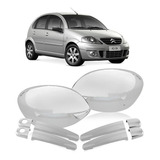 Kit Aplique Capa Cromada Maçaneta Retrovisor Citroen C3 2008