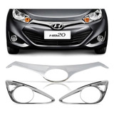 Kit Aplique Cromado Grade - Aro Milha Hb20 2013 2015 2014