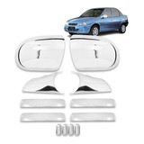 Kit Aplique Tampa Retrovisor Maçaneta 4p Corsa 2001 Cromado
