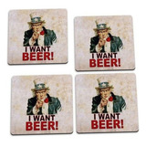 Kit Apoio Porta Copo Bolacha Descanso Chopp Cerveja Quadrado Cor Branco
