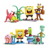 Kit Aquário Enfeites 7 Bonecos Bob Esponja Fenda Do Biquíni