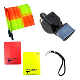 Kit Arbitro Futebol Apito Cartão Bandeirinha Nf Envio Rápido
