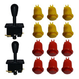 Kit Arcade #20 Com 12 Botões E 2 Comandos Eletromatic