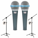 Kit Arcano 2 Microfones Osme-8 + 2 Pedestais Convencionais