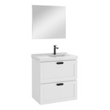 Kit Armário Provençal 66 Cm Branco C/ Bancada E Espelho