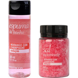 Kit Aromaterapia Espuma Banho E Sal Espumante Morango
