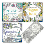 Kit Arteterapia Antiestresse 3 Livros | Colorir Para Adultos