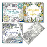 Kit Arteterapia Antiestresse 3 Livros | Colorir Para Adultos