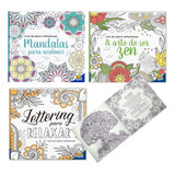 Kit Arteterapia Antiestresse 3 Livros | Colorir Para Adultos