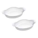 Kit Assadeira Oval Marinex Opaline 1,4l Tigela Travessa 2 Pç