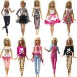 Kit Atacado 10 Casual Roupas + 10 Sapatos P/ Boneca Barbie 