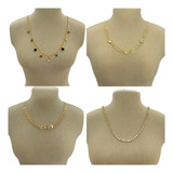 Kit Atacado 12 Colares Choker Moda Blogueira Folheado A Ouro