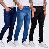 Kit Atacado 3 Calça Jeans Masculina Skinny Com Elastano