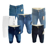 Kit Atacado C/7 Bermuda Jeans Skinny Masculina Com Elastano