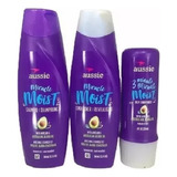 Kit Aussie Miracle Moist Shampoo + Condicionador + 3 Minutos