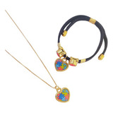 Kit Autista Colar E Pulseira Regulável Banho Ouro 18k