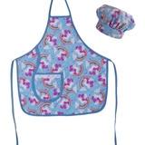 Kit Avental Infantil Menina Com Touca Chapéu De Cozinheiro