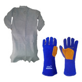 Kit Avental Tipo Barbeiro Soldador + Luva Raspa Soldador Epi