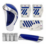 Kit Azul Pedaleira Cambio Manopla Freio Mão Prisma