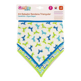 Kit Babador Bandana Azul Cavalo E Zig Zag Comtac Kids (3m+)
