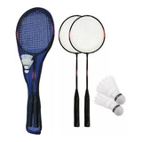 Kit Badminton 2 Raquetes + 2 Petecas + Bolsa De Transporte