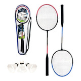 Kit Badminton 2 Raquetes + 3 Petecas + Bolsa Super