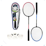 Kit Badminton 5 Peças 2 Raquetes 3 Petecas 1 Bolsa Esporte