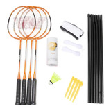 Kit Badminton Completo 4 Raquetes Rede