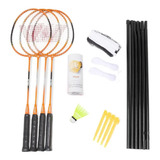 Kit Badminton Completo 4 Raquetes Rede Petecas Frete Grátis!