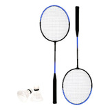 Kit Badminton Raquete E Peteca Azul