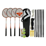 Kit Badminton Vollo 4 Raquetes +