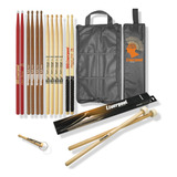 Kit Bag Caixa Bf Bagd + Set Baquetas 7 Pares Liverpool + B