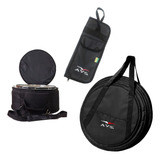 Kit Bag De Bateria Para Caixa 14x8 Bag Pratos E Bag Baquetas