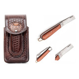 Kit Bainha Capa De Celular E Canivete +canivete Em Couro 