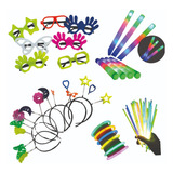 Kit Balada Festa Neon 150 Pçs Bastão Led, Óculos, Tiara