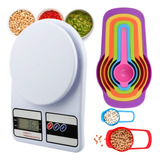 Kit Balança Digital 10kg E Colheres Xícara Medidas Cozinha