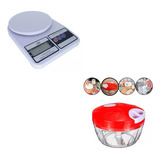 Kit Balança Digital Cozinha Mini Processador Manual Temperos