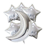 Kit Balão Metalizado 5 Estrelas + 1 Lua Decoração Festa Aniv