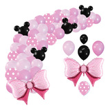 Kit Balão Mini Mouse Rosa Arco Decoracao Ratinha Bexiga