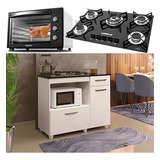 Kit Balcão Com Forno 48 Litros 127v E Fogão Cooktop 5 Bocas Cor Branco 110v