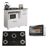Kit Balcão Com Forno 48 Litros 127v E Fogão Cooktop 5 Bocas