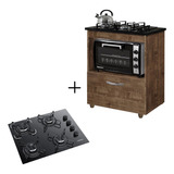 Kit Balcão Cooktop Itatiaia 1 Porta E Fogão Cooktop 4 Bocas Cor Ipe